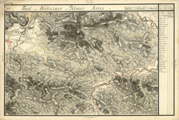Die alte Karte des Dunajec-Tals aus dem 18. Jahrhundert